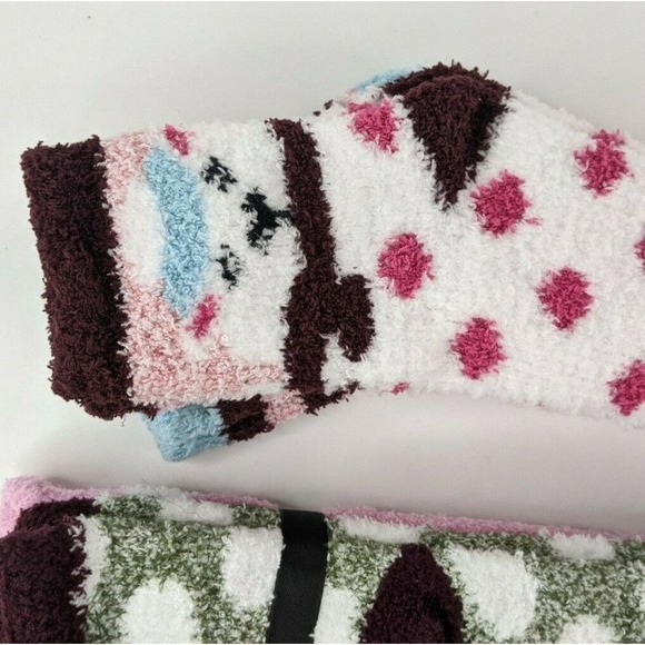 Lot of 2 Free Press Legwear Cozy Sock Set Pink Striped Owls Womens One Size - Picture 3 of 8